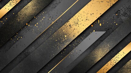 Poster - Sleek vector illustration of geometric gold arrows on a grey background. The modern design features a futuristic style with plenty of blank space for adding text or graphics.