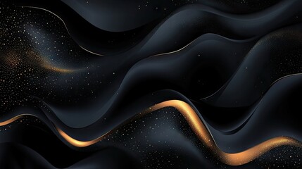 Poster - Sophisticated abstract design with a dark black background highlighted by golden accents. The vector illustration captures a modern, luxurious feel suitable for high-end projects.