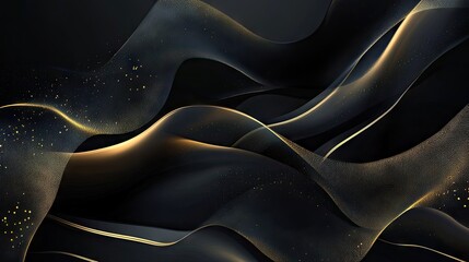 Poster - Sophisticated abstract design with a dark black background highlighted by golden accents. The vector illustration captures a modern, luxurious feel suitable for high-end projects.