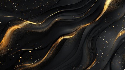 Poster - Sophisticated abstract design with a dark black background highlighted by golden accents. The vector illustration captures a modern, luxurious feel suitable for high-end projects.