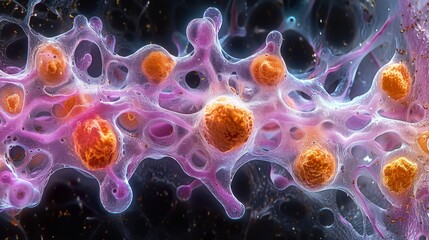 Poster - An immunohistochemistry image depicting the expression of alkaline phosphatase in osteoblasts, indicative of active bone formation and mineralization.