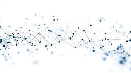 Poster - Tech network of dots connected by lines on a white backdrop. Abstract geometric background representing digital data, analysis, and global communication networks.