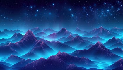 Wall Mural - Abstract digital mountains set