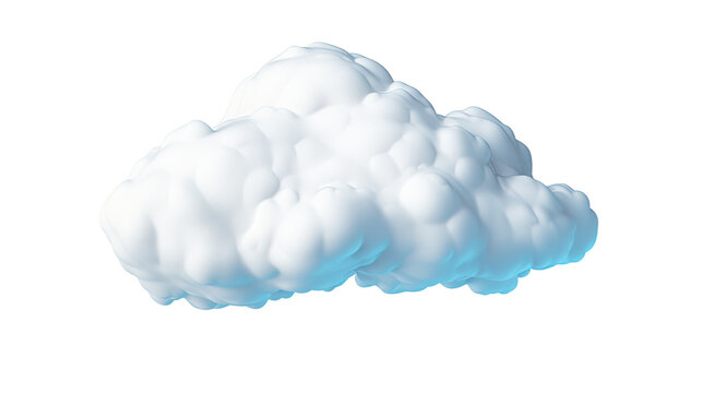 One cartoon cloud on a white background. Telephoto lens photography Realistic daylight
