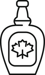 Poster - Black and white line drawing of a bottle of maple syrup with a maple leaf on the label