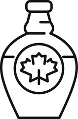 Sticker - Line drawing of a bottle containing canadian maple syrup with a maple leaf on the label