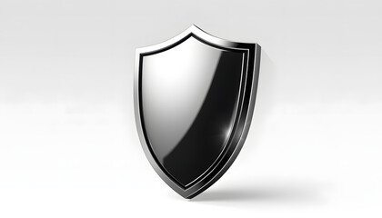 Shield shape 3D Chrome Material png on isolated with white highlights, png