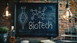 © Michael - Biotech illustrations displayed on a blackboard in a warmly lit laboratory environment
