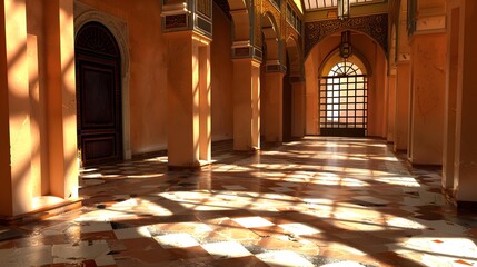 Wall Mural - Ornate Interior Hallway With Archways And Tile Floor