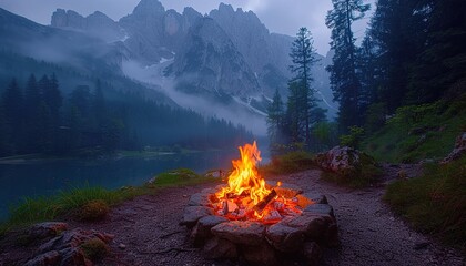 Wall Mural - fire in the mountains