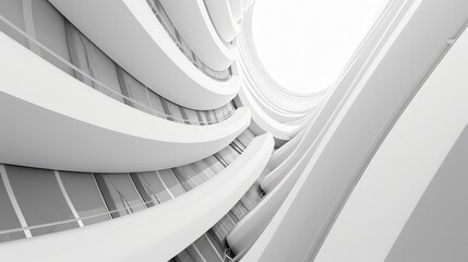 Poster - White architectural minimalism background or screensaver. Future urbanistic theme. Top view. AI generative.