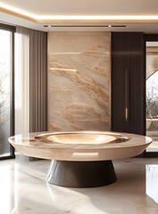 Modern Bathroom Design with Round Marble Sink and Minimalist Decor