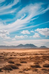 Wall Mural - Desert Landscape with Blue Sky and White Clouds