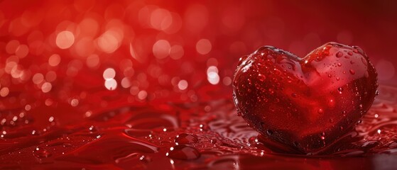 Poster - Red romantic heart. Banner or screensaver. AI generative.