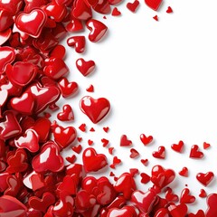 Poster - Frame of hearts on a white background. AI generative.