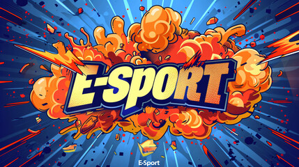 Poster - Dive into the electrifying realm of e-sports with this dynamic logo featuring vibrant comic-style effects, capturing the thrilling energy and excitement of gaming