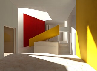 Poster - Interior Design with Red Yellow and White Colors