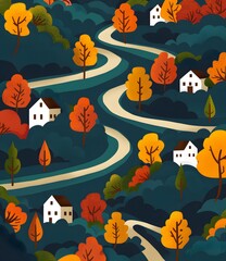 Sticker - Autumn Road through the Woods