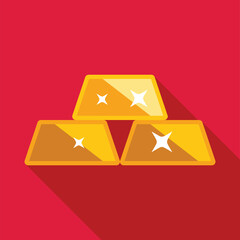 Sticker - Stack of three shiny gold bars represents prosperity and financial success