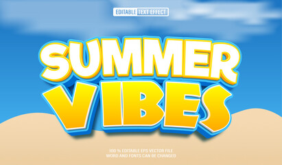 Poster - Editable 3d text style effect - Summer Vibes text effect Template