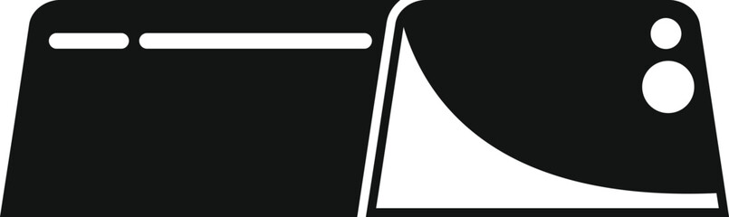 Poster - black solid icon for a sharp pocket knife with folding blade, designed in simple style