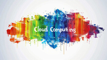Poster - Colorful brush strokes are forming an abstract painting with the words cloud computing on it
