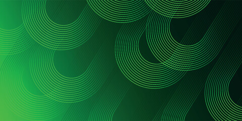 Wall Mural - Modern green abstract background featuring a dynamic pattern of white concentric circles. vector ilustration