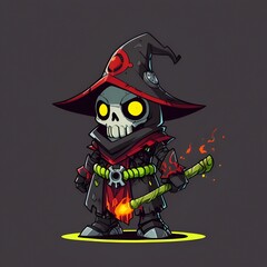 Wall Mural - Skeleton Wizard with a Burning Staff