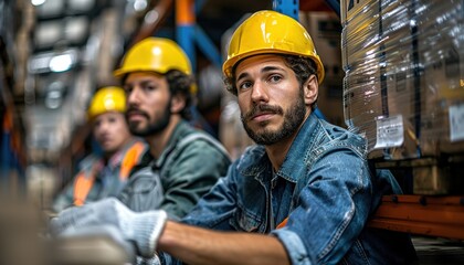 Wall Mural - workers in warehouse