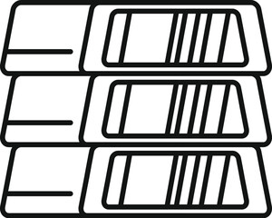 Poster - simple line art icon of a stack of credit cards, symbolizing online transactions and digital payment