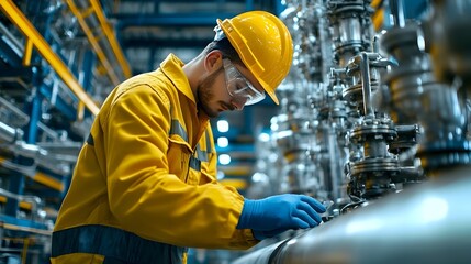 Poster - Meticulous Engineer Inspecting Industrial Components for Potential Defects