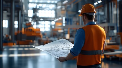 Poster - Professional Engineer Reviewing 3D Rendered Construction Blueprints for Project Implementation