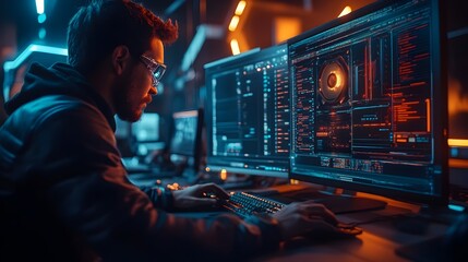 Poster - Engineer Setting Up Hardware for Testing in Workspace
