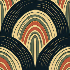 Wall Mural - Seamless pattern Retro Rainbow Arches Pattern