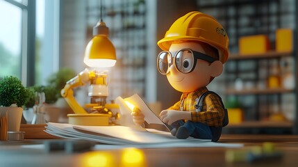 Poster - 3D Rendering of an Engineer Designing Energy Efficient Solutions