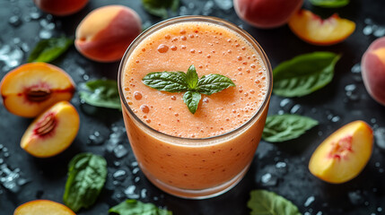 Poster - Delicious Peach Smoothie with Mint - Perfect for Summer