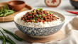 © si9nzation - White rice with brown meat sauce. Chinese traditional festival food theme