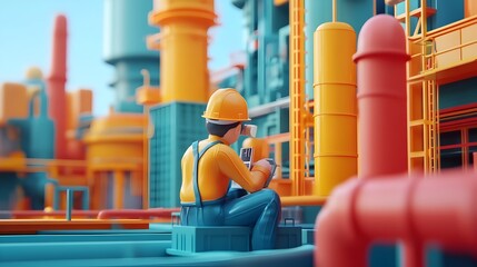 Poster - engineered optimization 3d rendered visualization of resource allocation for maximum efficiency