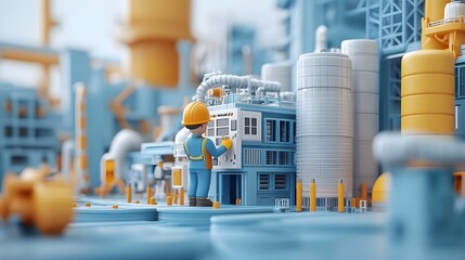 Poster - 3D Rendered Engineer Optimizing Resource Allocation for Maximum Efficiency in Industrial Management and