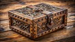 © Man888 - Antique wooden puzzle box adorned with intricate carvings and worn patina, inviting exploration and discovery of secrets hidden within its mysterious, intricate design.