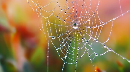 Wall Mural - spider web with dew drops