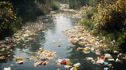 Poster - Floating Trash Polluting Rivers A Growing Global Environmental Crisis