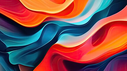 Poster - An abstract background with vibrant wavy patterns, where the interplay of colors and lines creates a sense of depth and dynamic movement.