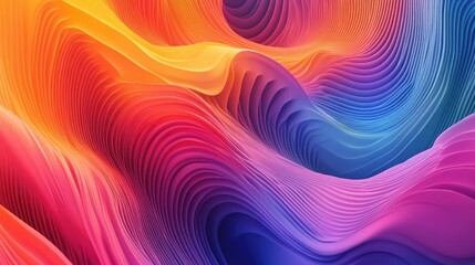 Poster - An abstract background with vibrant wavy patterns, where the interplay of colors and lines creates a sense of depth and dynamic movement.