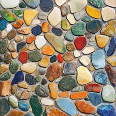 Poster - colorful pebbles create a lively and textured background, each stone unique in color and shape, form