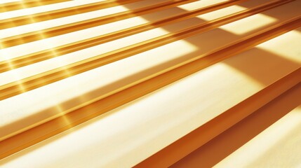  Warm sunlight casts beautiful shadows on smooth wooden planks, creating a serene and inviting atmosphere in a cozy space.