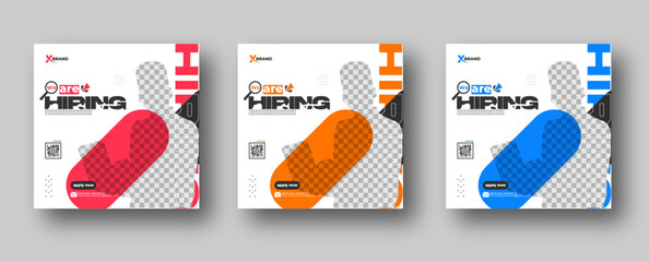 Wall Mural - we are hiring job vacancies social media posts or square web banner template design, vector hiring s
