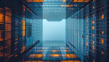 Wall Mural - Business buildings look up perspective upwards city urban corporate financial 