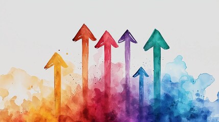 Wall Mural - Hand-drawn watercolor arrows pointing to key points on a presentation slide.
