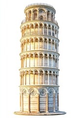 Leaning Tower isolated on white background.